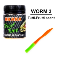 Silicone bait AKARA  Trout Time WORM 3 Tutti Frutti Scent